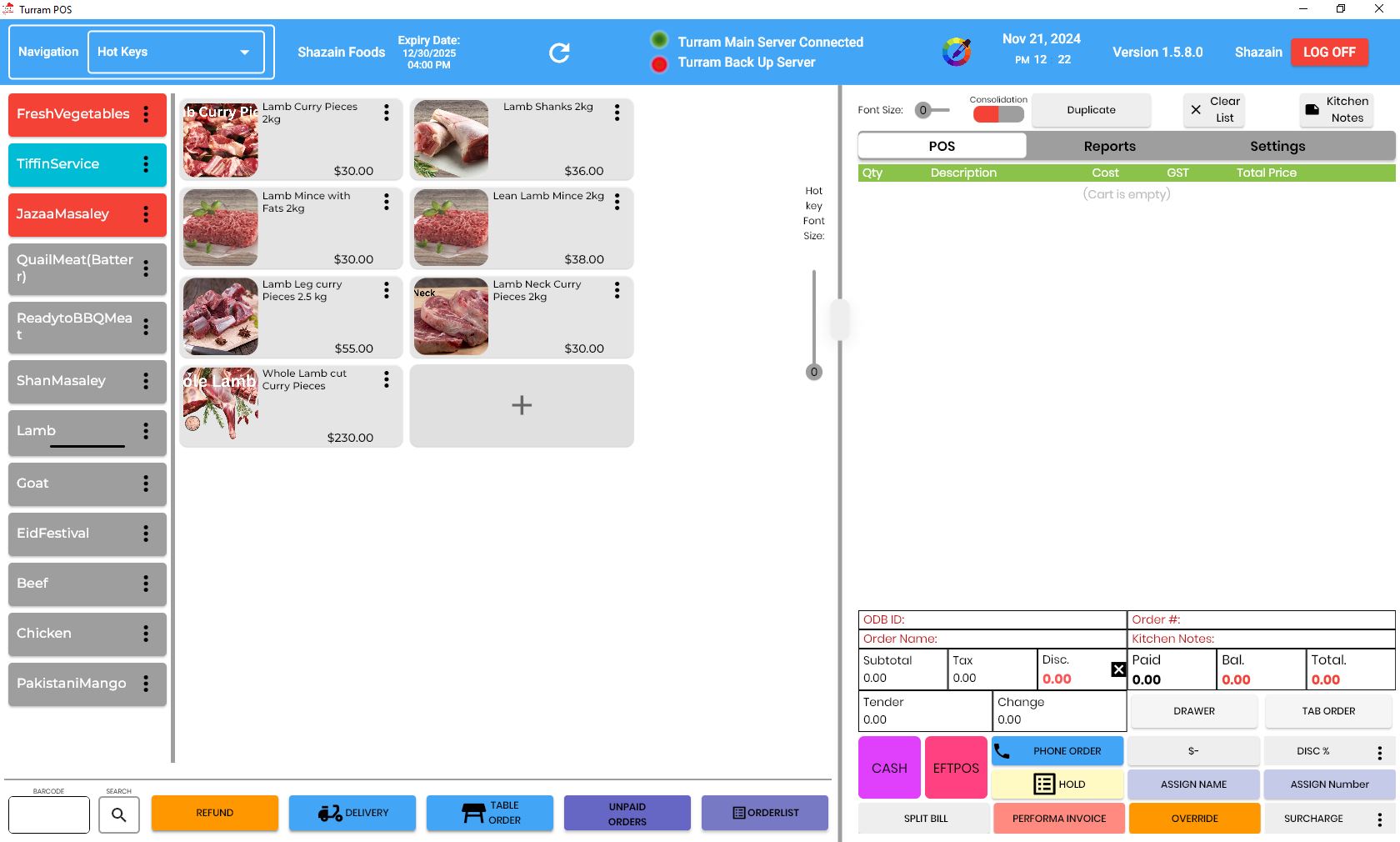 Turram POS running on Android